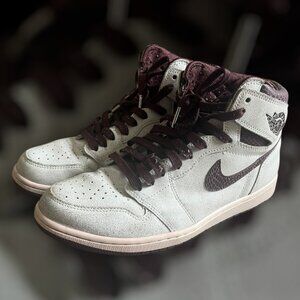 2021 Size 10 Jordan 1 OG x A Ma Maniere High Airness used NO BOX white burgundy